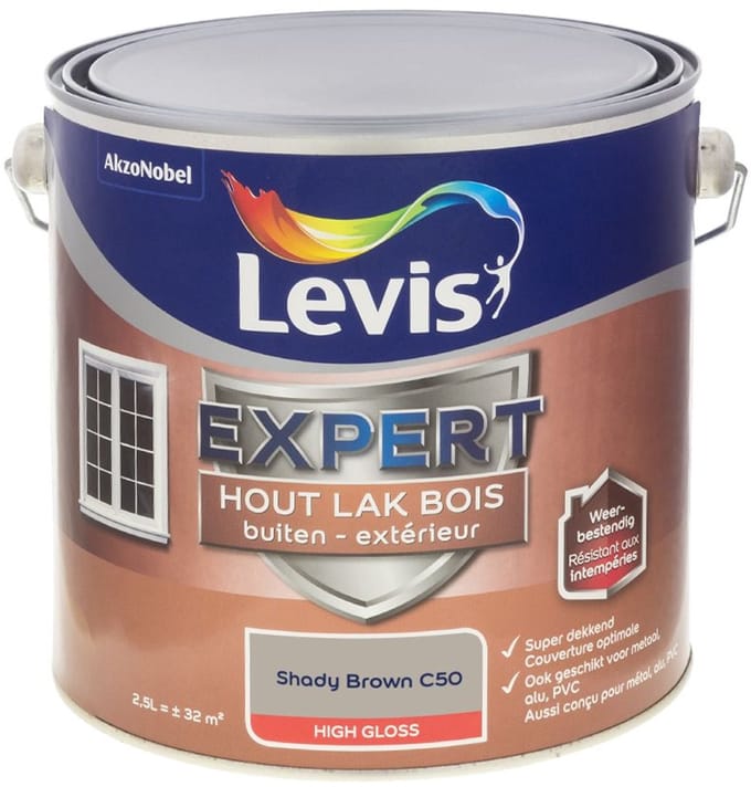Levis - Expert Hout Lak Buiten High Gloss Mix - Shady Brown C50 - Mengverf - 2,5 L