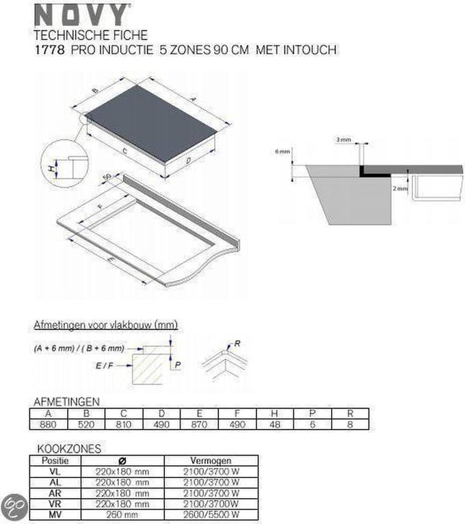 Novy 1778 - inductie kookplaat