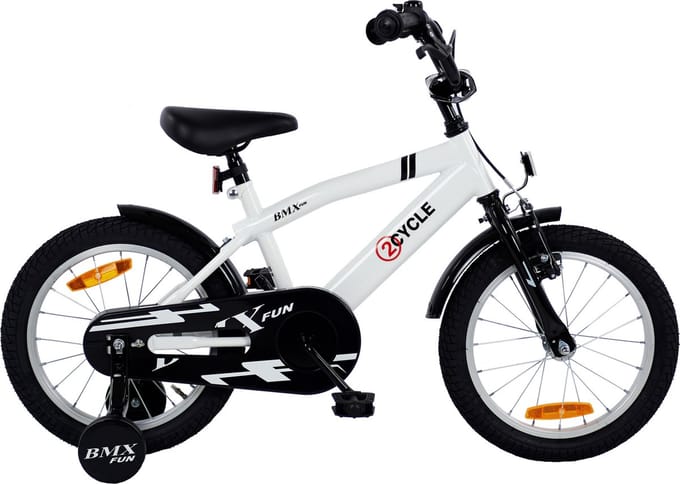 2Cycle BMX-Fun kinderfiets 16 inch (4 tot 6 jaar) voor jongens wit
