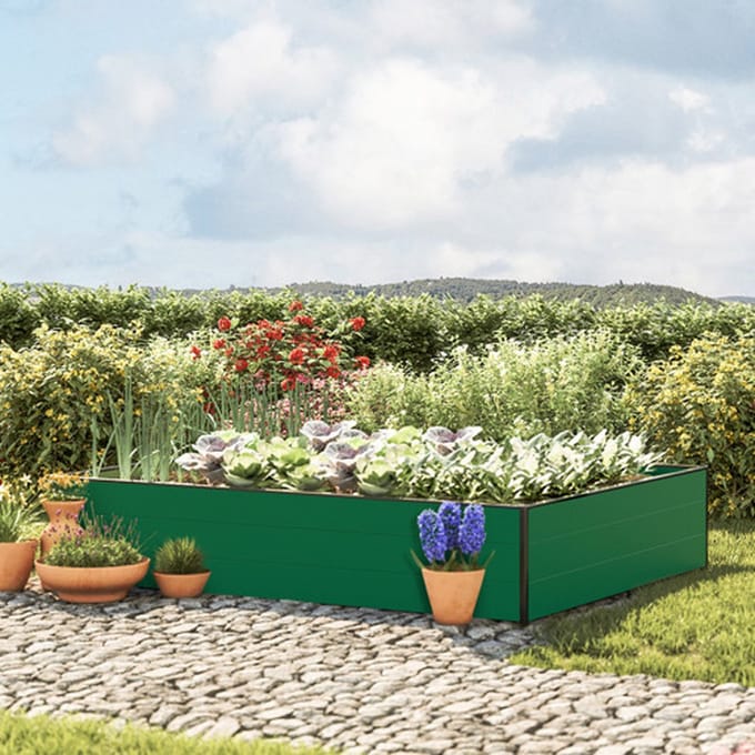 195 x 150 x 39 cm Moestuinbak Halfsize, Groen