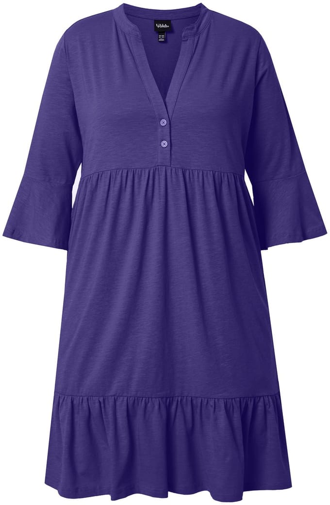 Ulla Popken - Dames - Jersey jurk - Aubergine - Maat 46+