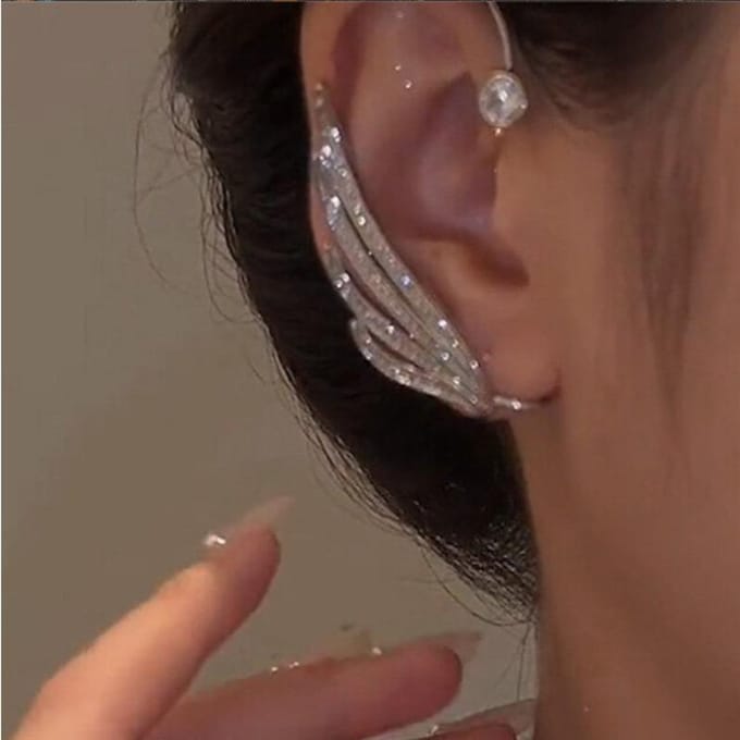 Clips d'oreilles à aile sans piercing d'oreille Boucles d'oreilles simples à suspendre à l'oreille pour femmes Clips d'os d'oreille black
