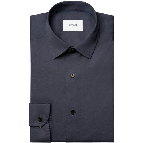 Eton Overhemd Organic Cotton Soft Garment Washed Twill Dark Navy / male
