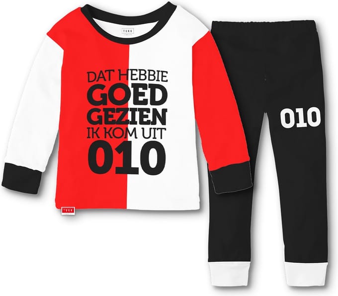 Tukk jammies Rotterdam rood/wit pyjama mt.152