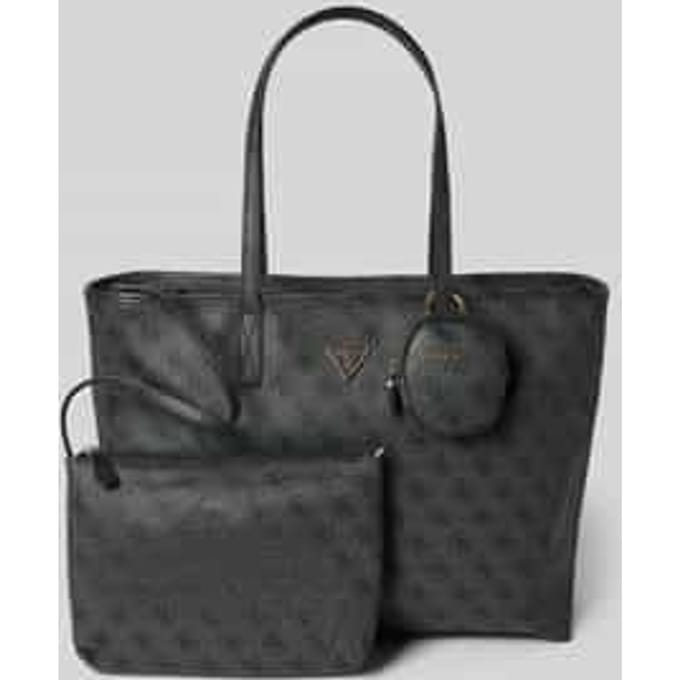 GUESS shopper schoudertas met laptopvak Power Play II Large Tech Tote Coal Logo donkergrijs