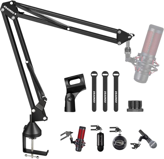 PromoHome Verstelbare Microfoon Arm Stand - Compacte Bevestiging voor Studio-opnames