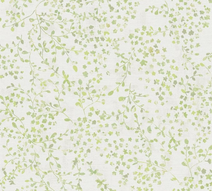 SUBTIELE BLOEMETJES BEHANG | Landelijk - groen wit crème - A.S. Création PintWalls II