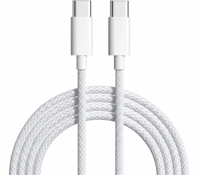 iPhone 15 Oplaad Kabel - Nylon Oplaad Kabel - Extra Stevig - USB C naar USB C Kabel - 1 Meter - Geschikt voor iPhone 15 / iPhone 15 Pro - OXILO