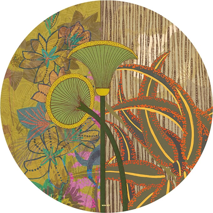 NIN-NIT - Bohemian - Placemats - set van 4 - rond - gemaakt van vinyl - makkelijk schoon te maken - boho print