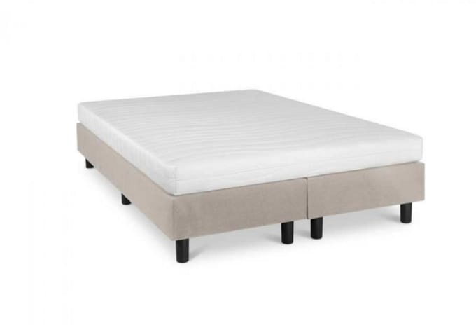 Nessa® - 160x200 Boxspring Studio Luxe Pocketvering HR matras Beige/Crème - Inclusief Orthopedisch Pocketvering Matras