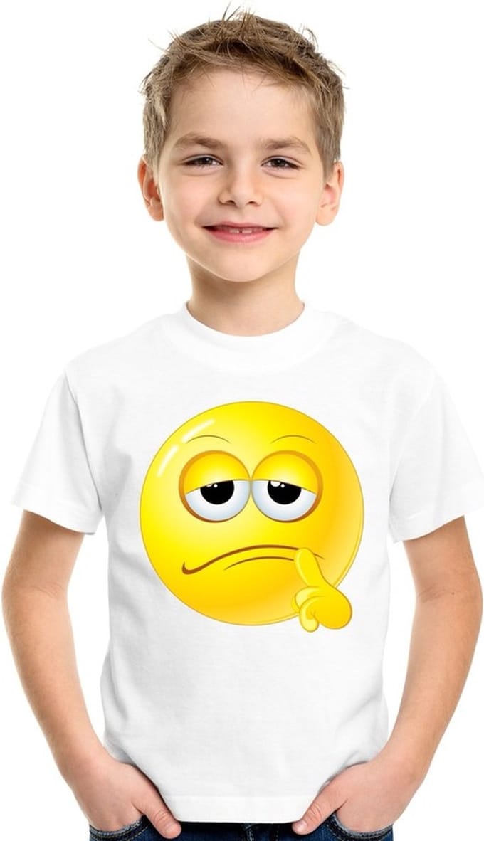 emoticon/ emoticon t-shirt bedenkelijk wit kinderen 146/152