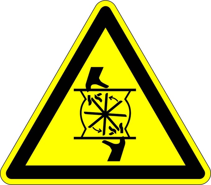 Pas op voor roterend mes sticker 100 mm