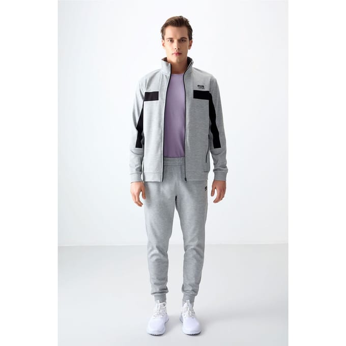 Heren Fleece Sweatshirt en Broek Set met Kleurblokken