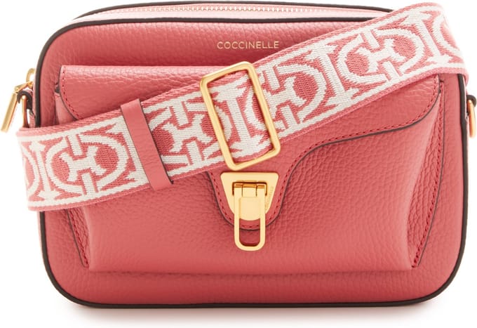 COCCINELLE Leren Schoudertas Beat Soft Ribb Crossbody Bag Grained Leather Pot Lichtrood