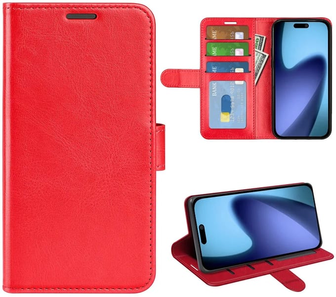 MobyDefend Hoesje - Geschikt voor iPhone Air - Wallet Book Case (Sluiting Achterkant) - Rood