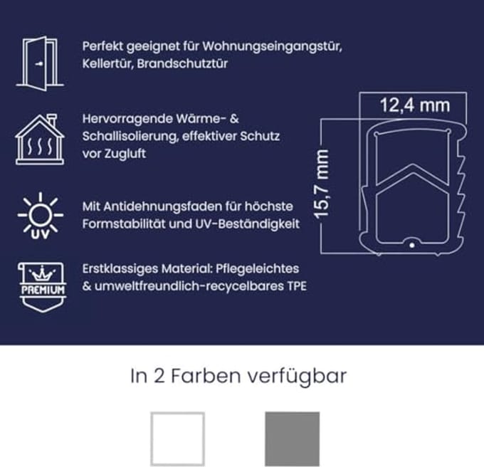 Witte Stalen Kozijnafdichting 10m tegen Tocht, Lawaai en Stof