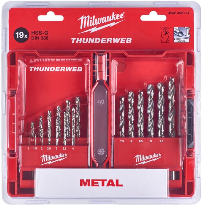 Milwaukee Thunderweb HSS-G Metaalborenset – 19-delig (1–10 mm) – In Koffer