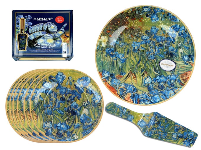 Carmani Van Gogh Iris Serveerschaal met 6 Schoteltjes
