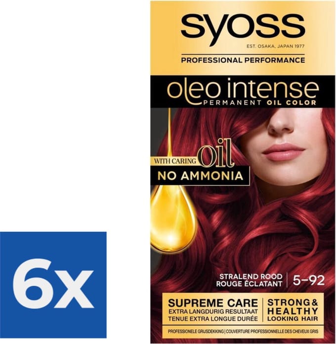 Syoss Oleo Intense - Haarverf - 5-92 - Stralend Rood - 115ml x 6