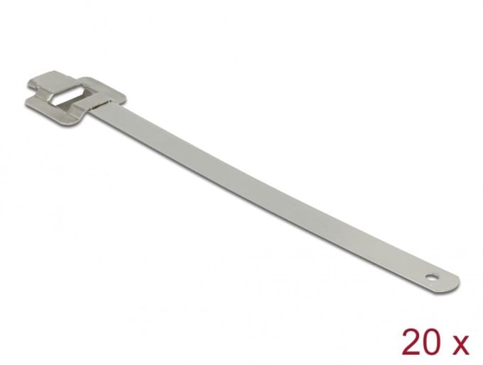 Delock Cable tie stainless steel reusable with folding clasp L 150 x W 10 mm 20 pieces
