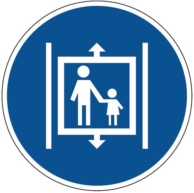 Kinderen begeleiden in de lift verplicht sticker 300 mm