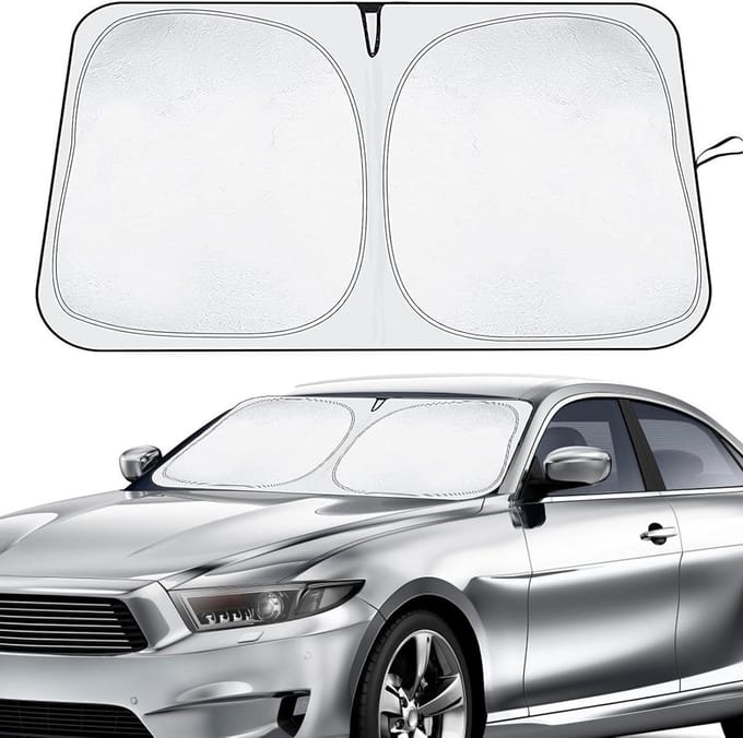 Sun Shade Windshield 145x80cm - Car Windshield Parasol Cover - Inside Windshield Cover - Folding Sun Visor for Summer
