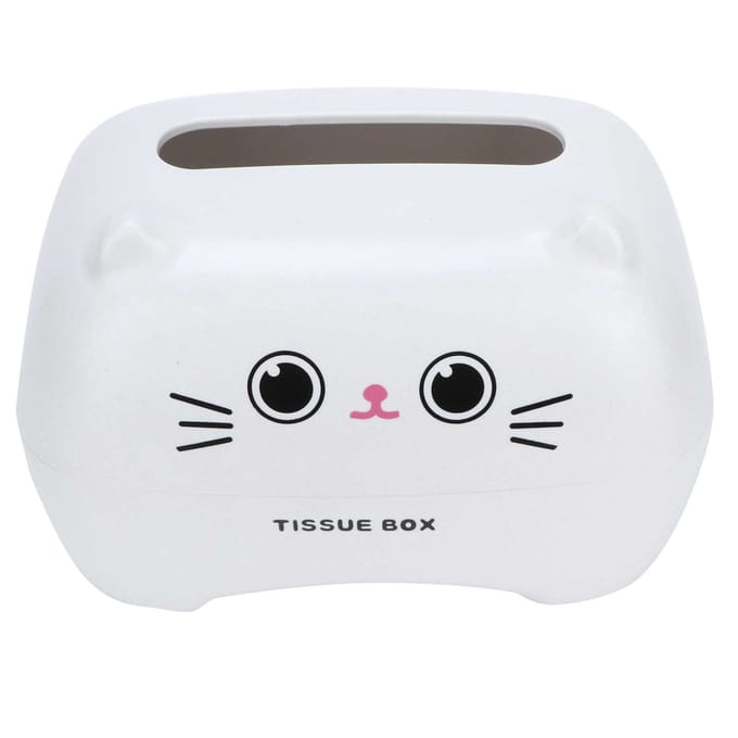 Tissuebox Schattige Cartoon Multifunctionele Servetten Pompdoos Toiletpapierhouder Opberg(Witte Kat ) wit