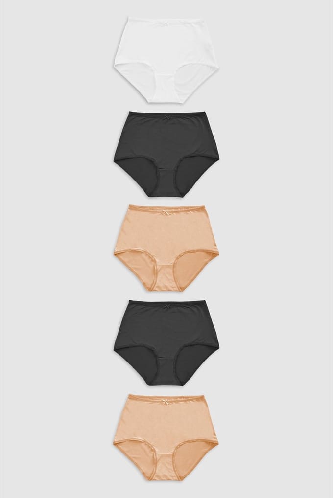 Next - Dames - Set van 5 slipjes van microvezels - Zwart
