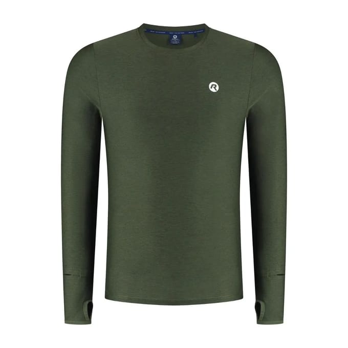 Rogelli Essential Heren Hardloopshirt - Lange Mouw - Duimgat - Groen