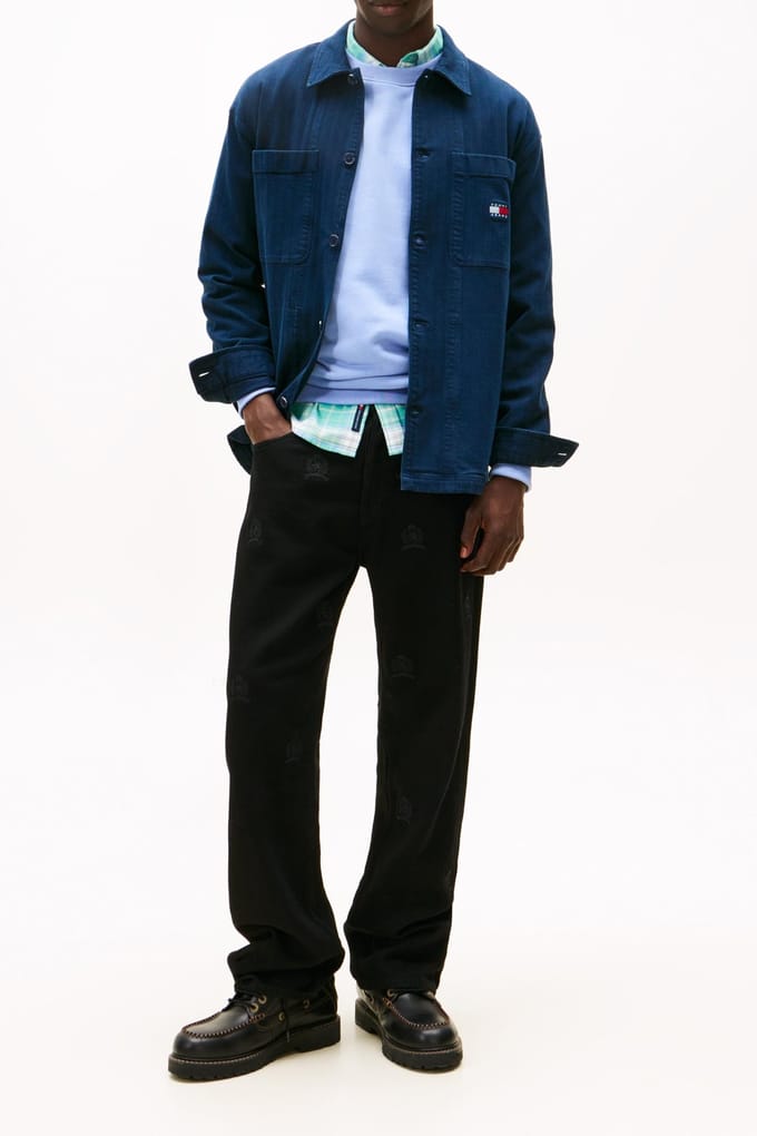 Tommy Hilfiger Oversized Fit Herringbone Twill Overshirt Dark Night Navy Taglia: M | Giacche Outlet | Uomo | Nero