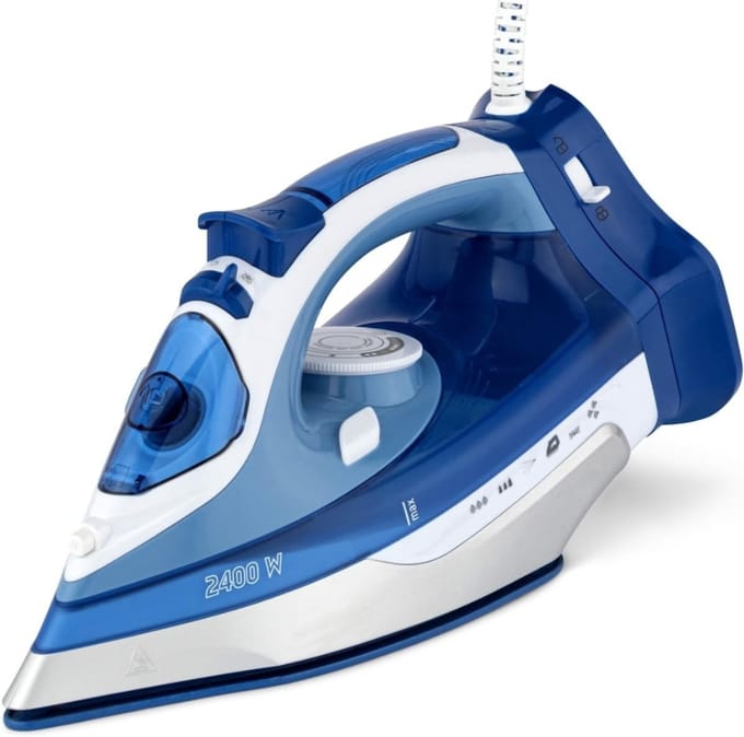 TIM® Strijkijzer Draadloos - Strijkijzer - Stomer Kleding - Wit/Blauw - 34cm x 15cm x 15cm