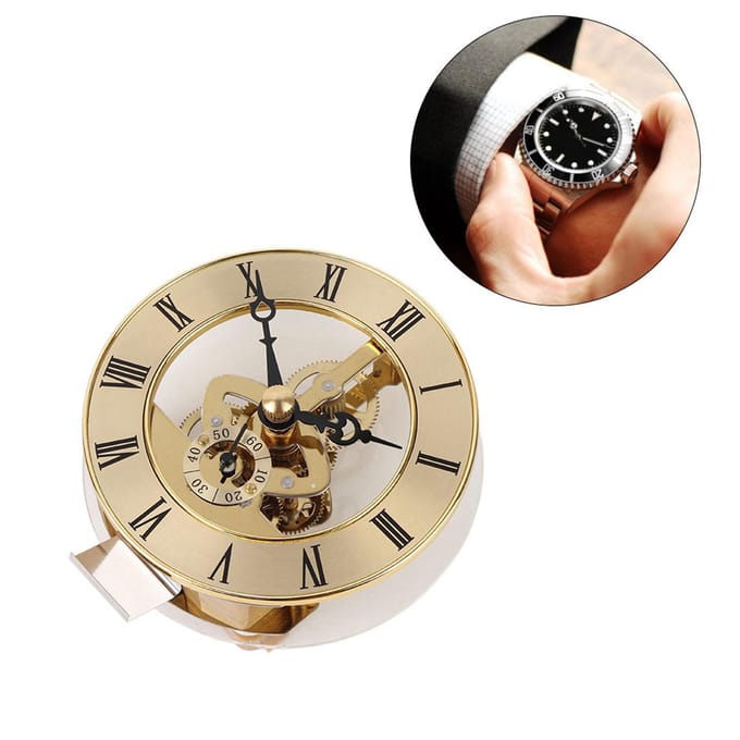 Metaal 86mm Ingebouwde Klok Inzetstuk Quartz Klokhoofd Bureau Knutselklok Accessoires beige