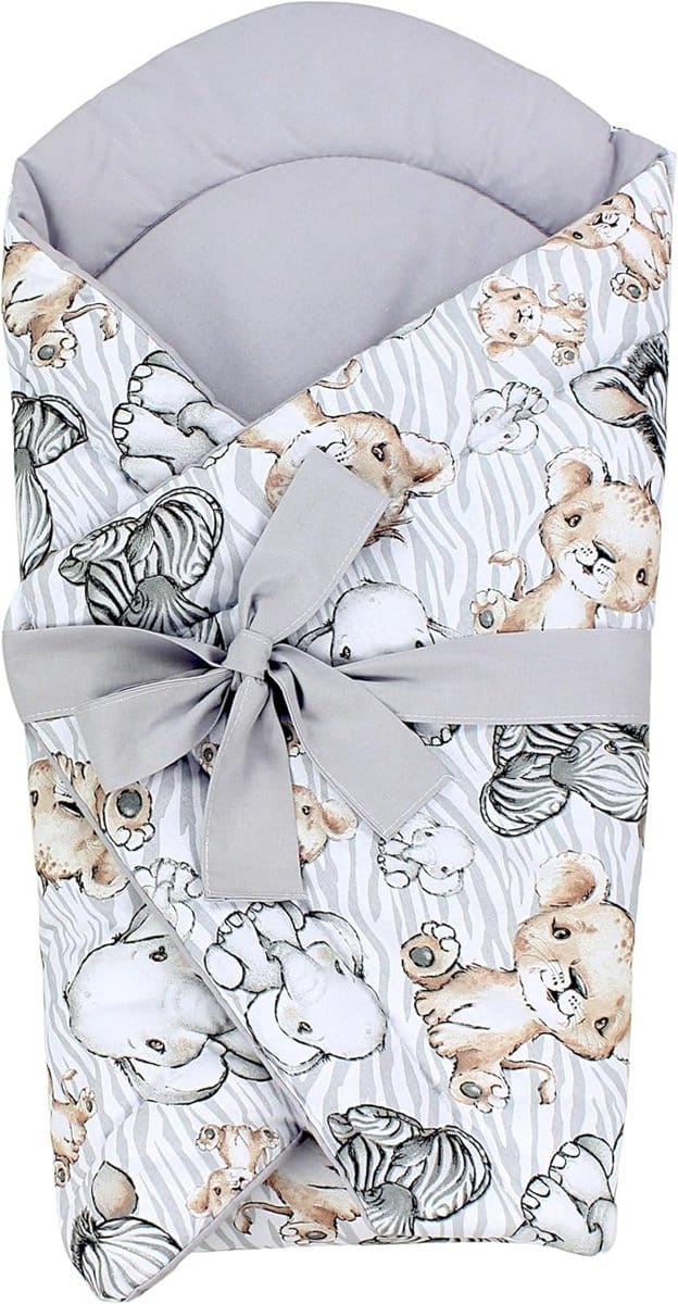 Baby Wikkeldeken met Ruffles en Strik, Safari, 70 x 70 cm