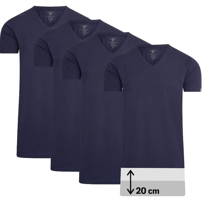 Cappuccino Italia - Heren 4-Pack T-shirt - Extra Lang - Blauw - Maat M