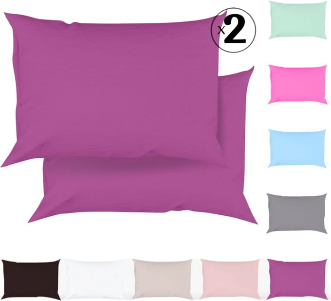 Tavas Kussenslopen 60 x 70 cm Set van 2 Paars Katoen 100% Hotelkwaliteit Kussensloop met rits