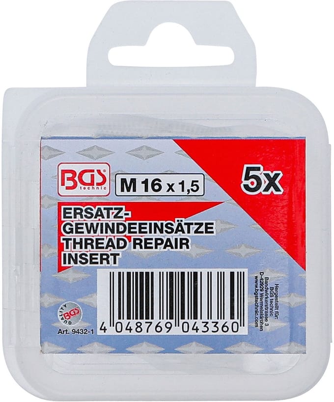 BGS Reserve draadbussen - M16 x 1,5 mm - 5 delig