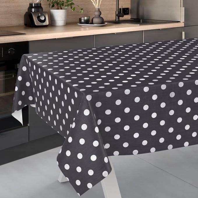 Tafelkleed Afwasbaar Waterafstotend 200 x 140 cm Grijs met Stippen