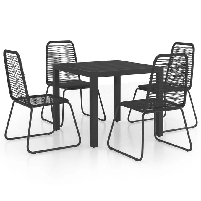 vidaXL - 5-delige - Tuinset - PVC-rattan - zwart