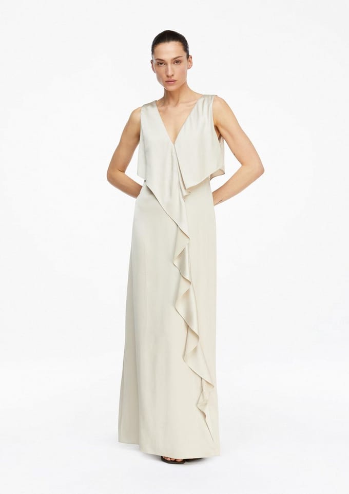Maxi Satin Laarzen Aansluitend V-Hals Dames COMMA