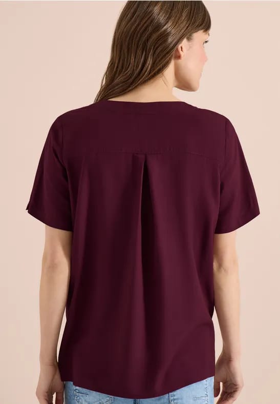 Blouse shirt met V-hals en knoop