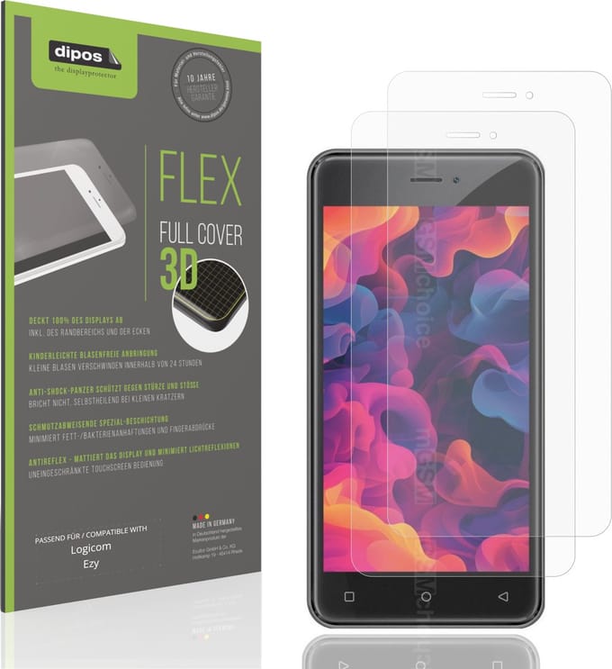 dipos FLEX – 2x Matte Screenprotector geschikt voor Logicom Ezy | Volledige Schermbescherming | Case-Friendly
