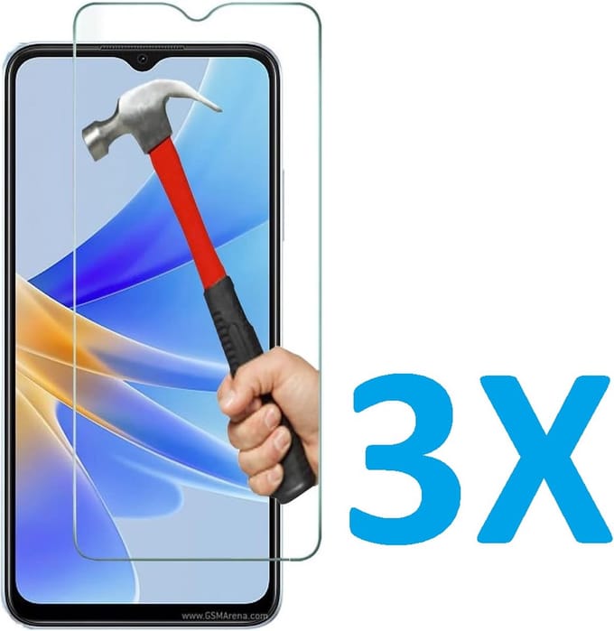 Screenprotector Glas - Tempered Glass Screen Protector Geschikt voor: Oppo A17 - 3x