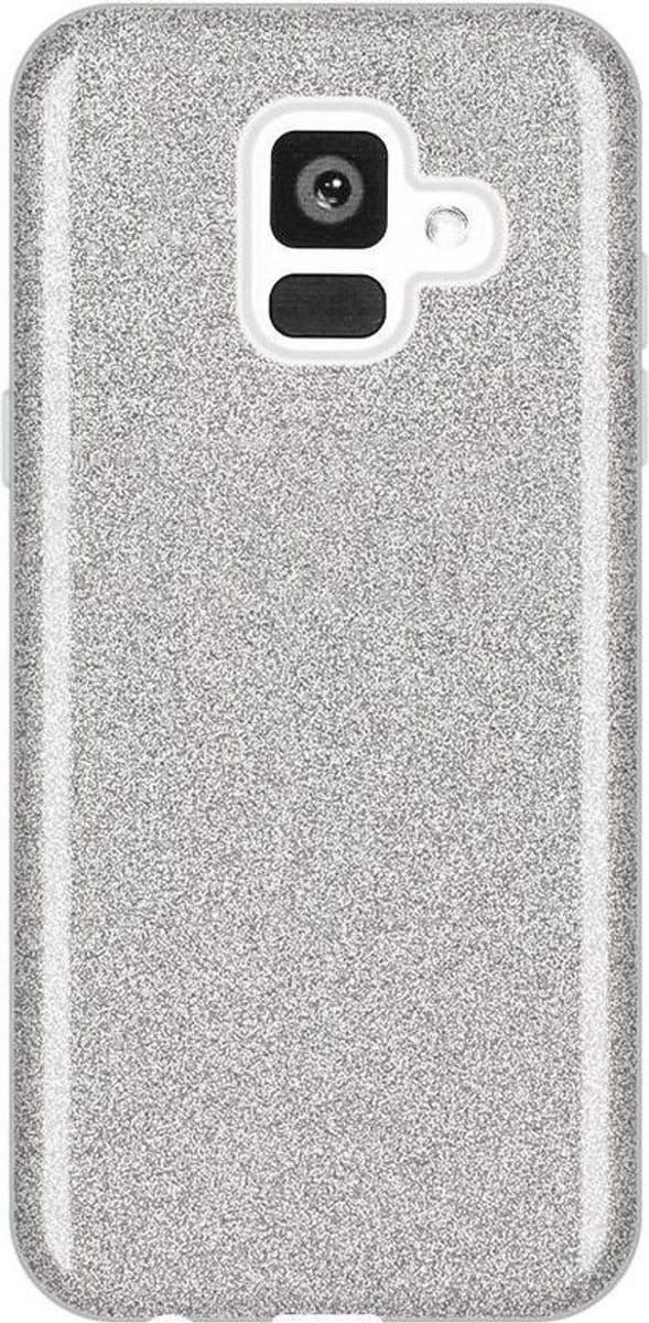 HB Hoesje Geschikt voor Samsung Galaxy A6 2018 - Glitter Back Cover - Zilver