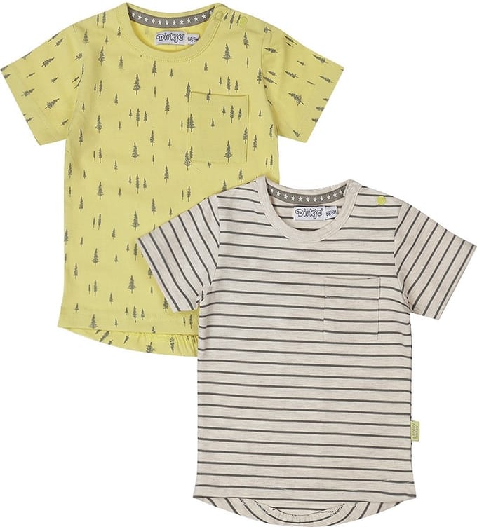 Dirkje-Jongens 2 pack t-shirt ss-Light yellow