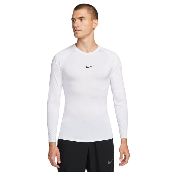 Nike Heren Pro Lettering Print Athletic Base Layer Top (Wit, Zwart)