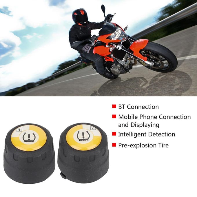 Système de Surveillance de Pression et de Température des Pneus TPMS Moto BT pour iOS Android W Capteur de Pneu white
