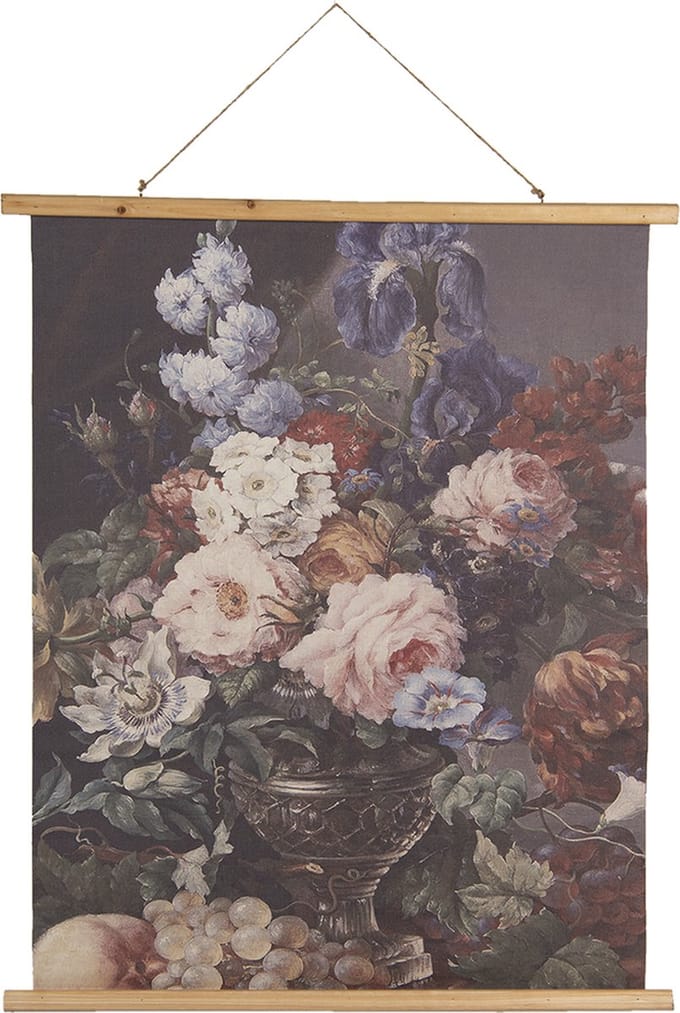 Clayre & Eef Wandkleed 80x100 cm Blauw Roze Hout Bloemen