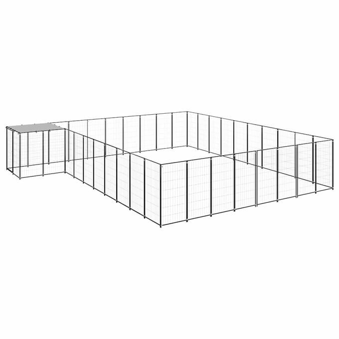 vidaXL - Hondenkennel - 25,41 - m² - staal - zwart