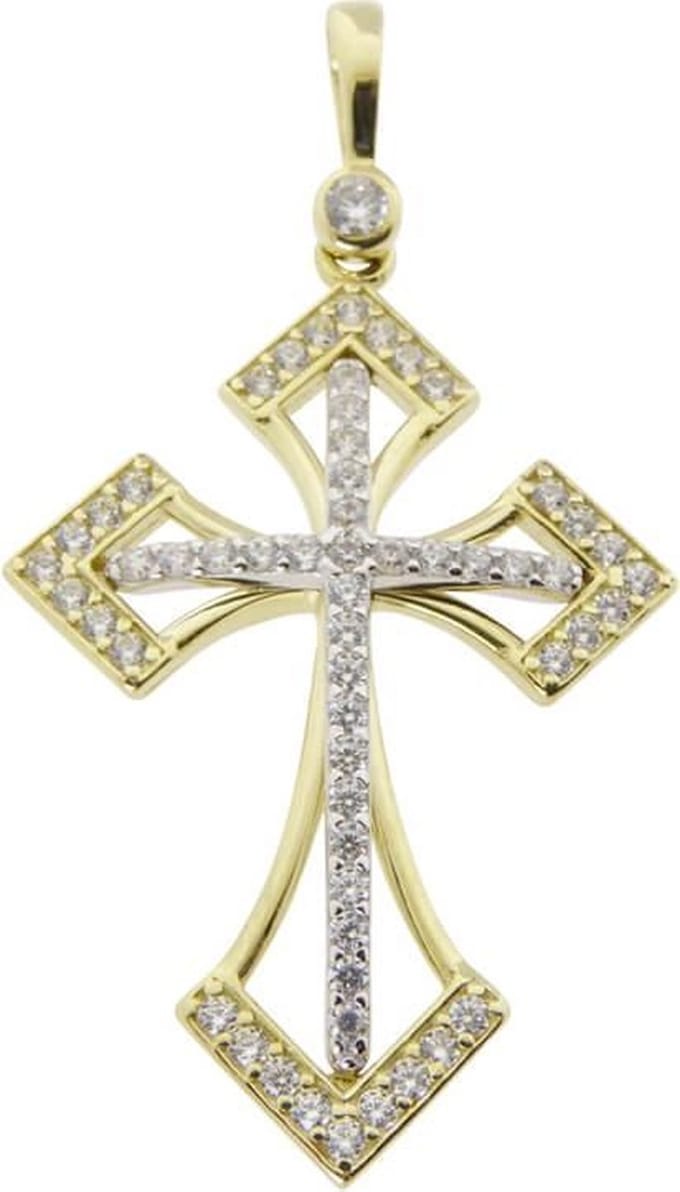 Geel gouden zirkonia kruis