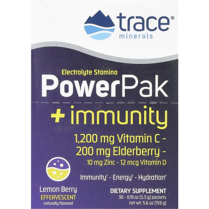 Trace, Power Pack + Immunity, Citroen Bes, 30 pakjes, 5,3 g (0,19 oz) elk